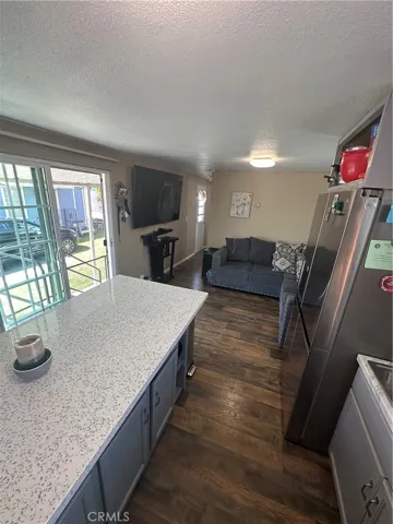 view from kitchen to living room
