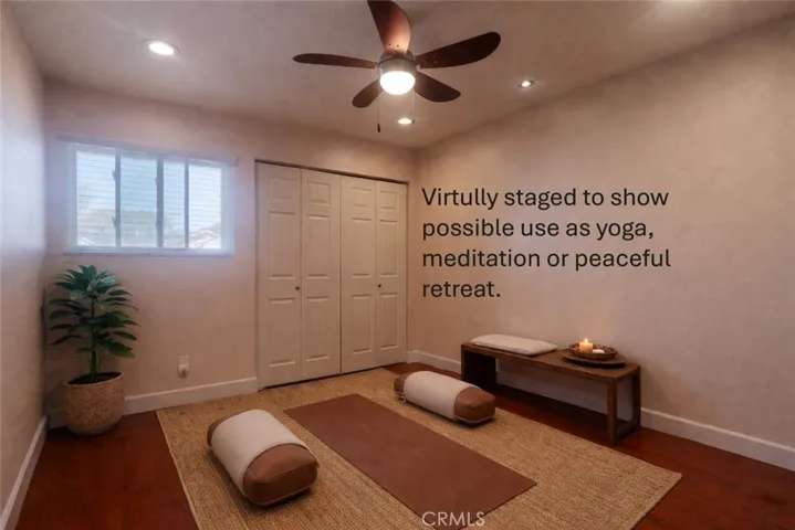 5th room - virtually staged for yoga, reflection or creative space, and easily converted back to a secondary bedroom