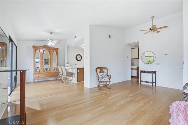 Spacious living room, open floor plan and vaulted ceilings