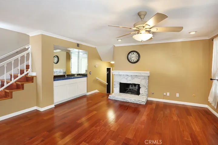 Family room with wet bar and fireplace