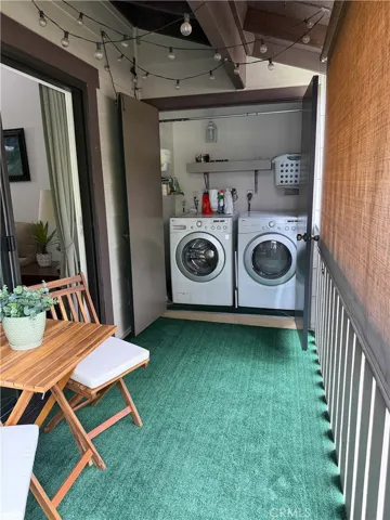 Laundry inside closet in balcony