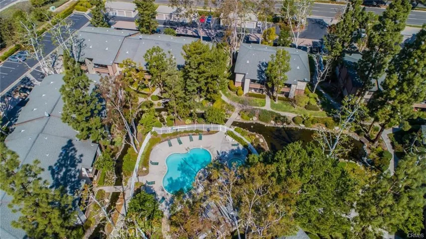 Aerial view of community and pool
