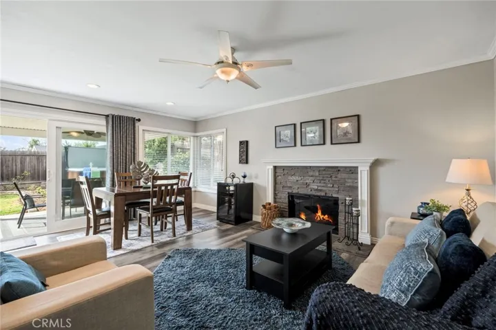 Family room with new sliding glass door