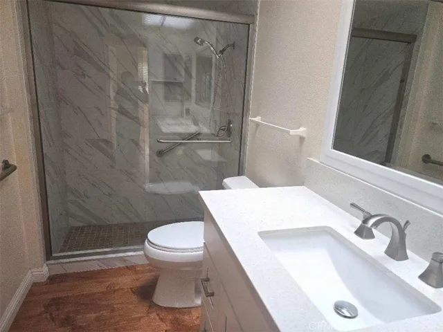 Guest bathroom vanity area, recent remodel - tub to shower.