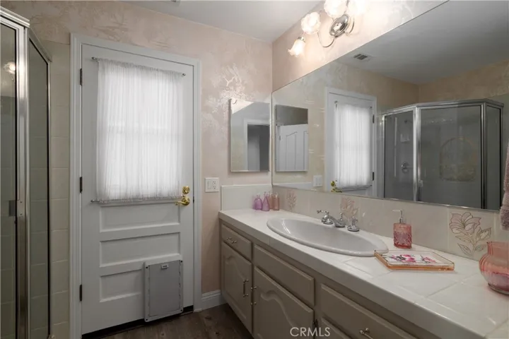 Downstairs bathroom makes it easy to shower off after a day at the lake.