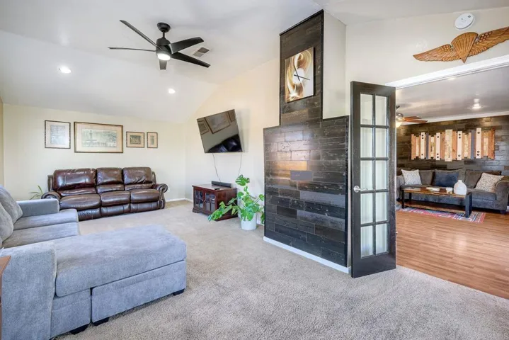 Family Room with Vaulted Ceiling