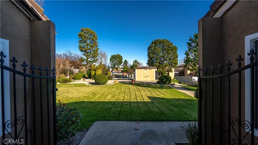 Looking out to the pool area front the front door