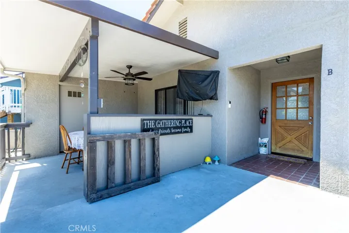 Great patio off master bedroom and front entry