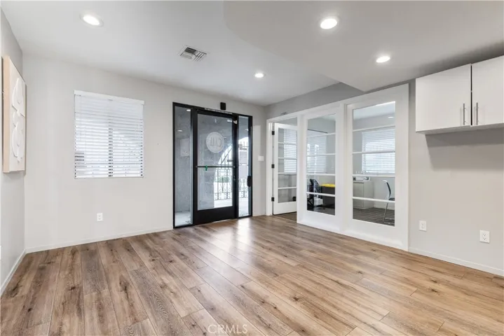 Facing the front entry door