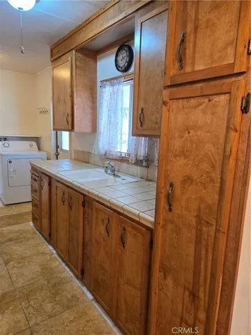 View from dining room into kitchen.