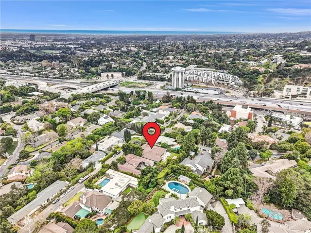 top down facing west toward Brentwood and Santa Monica