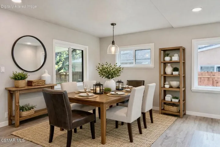 dining room is digitally staged