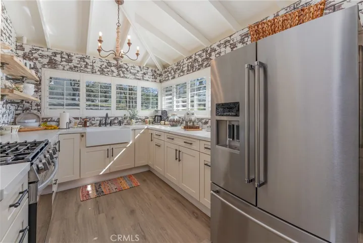 Updated kitchen with stainless steel appliances
