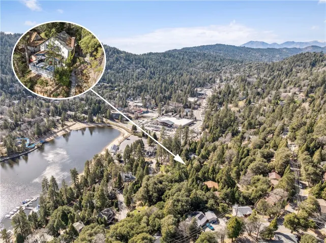 Aerial showing proximity to lake and town
