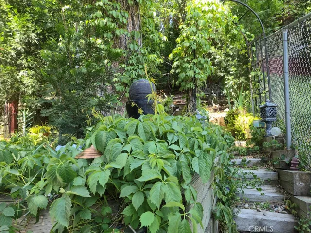 Garden stairs to the top of the terraced yard