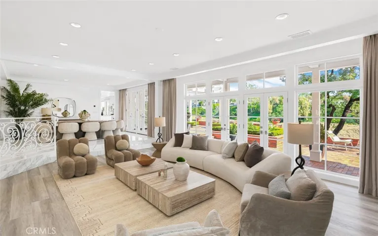 Living room with golf course view