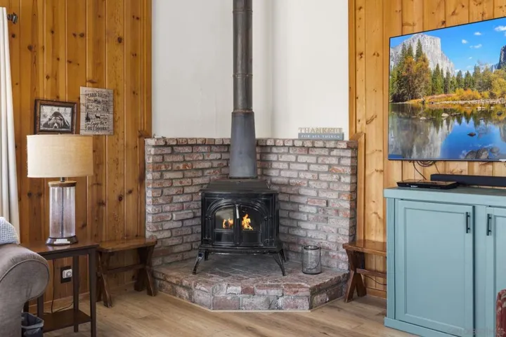 Cozy wood-burning stove.