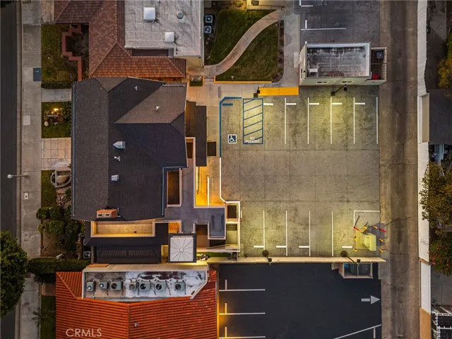 Aerial view of parking lot