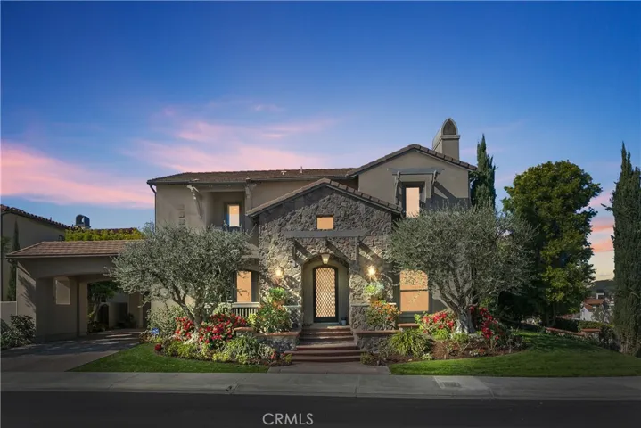 Front of home at sunset