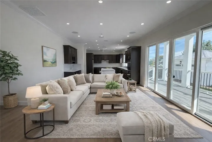 Family room is digitally staged