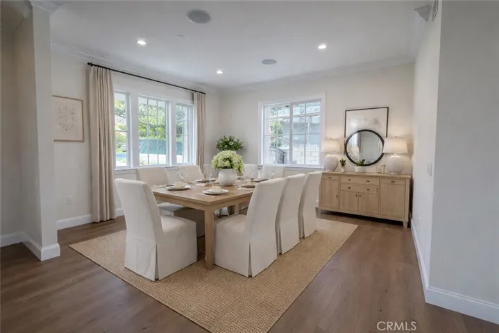 Dining room is digitally staged