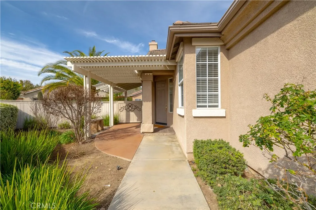 Front door and side yard
