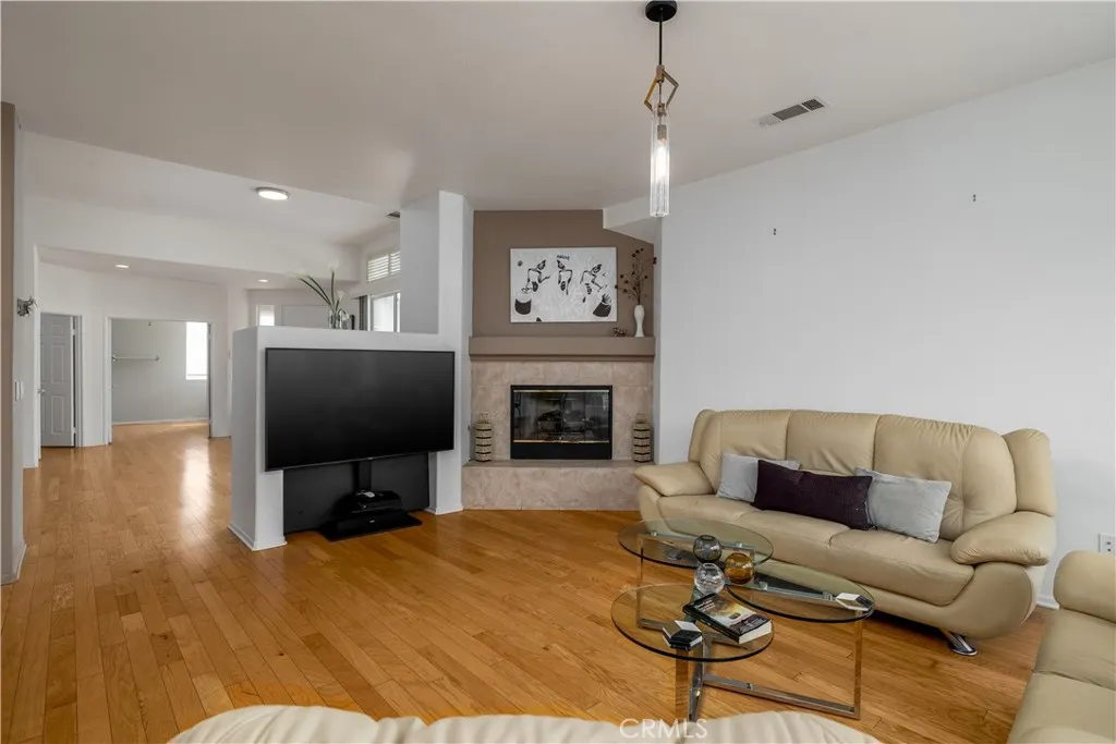 Family room with fireplace
