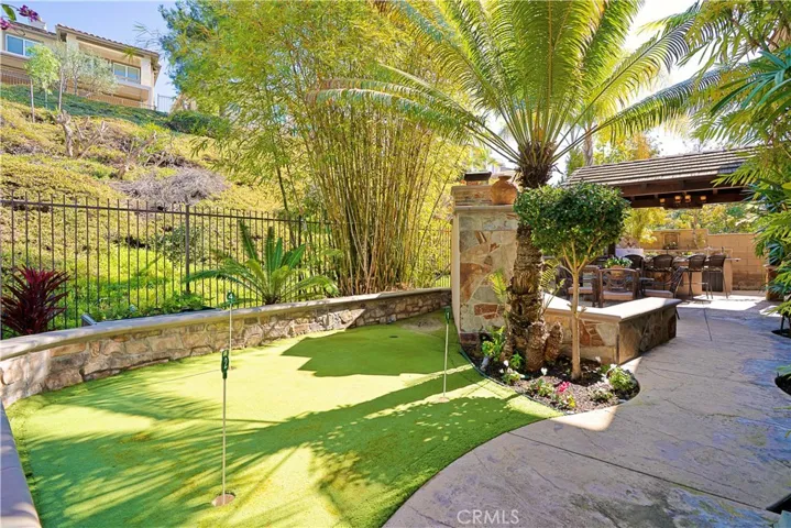 View of the Putting Green across the backyard.
