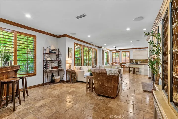 View of the Extended Family Room toward the Kitchen.