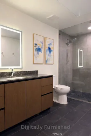 Bathroom, Virtually Staged. Photo is not this exact unit but is representative of quality and finish.