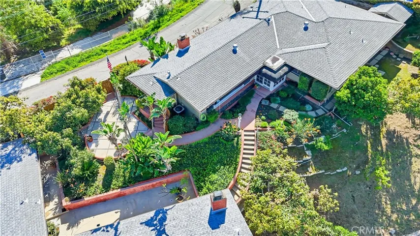 Aerial views of the main home and upper patio!