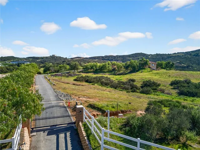 39475 Bruce Ln. Aerial view of the gate and paved driveway
