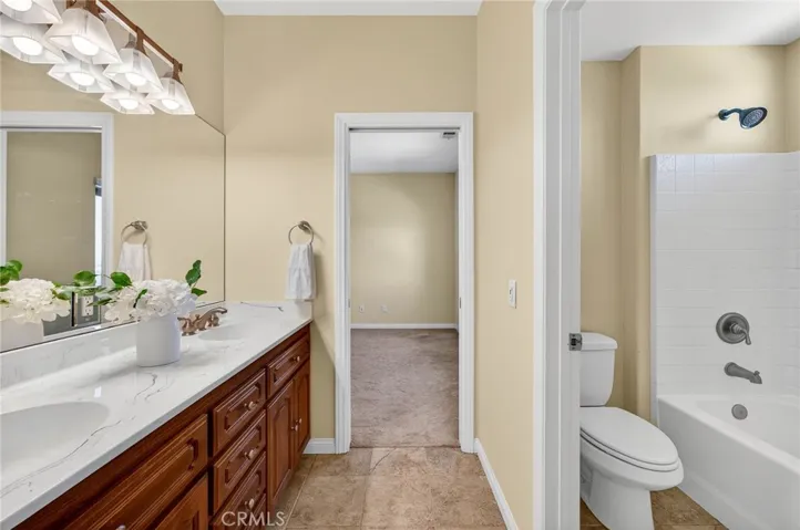 Jack and Jill bathroom connects bedroom 1 and 2
