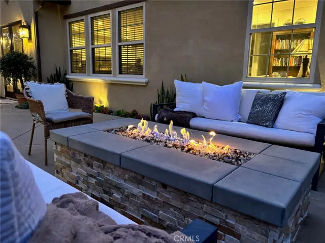 Fire pit seating in the evening