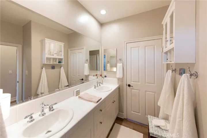 Jack and Jill bathroom with two sinks