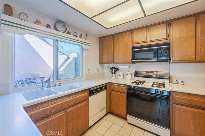Kitchen overlooks the patio