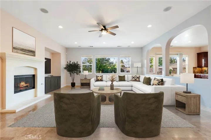 Great room is virtually staged