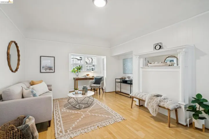 Living area featuring light wood-style floors