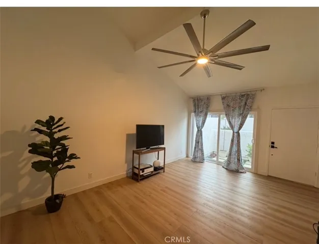 Open living area with view of patio