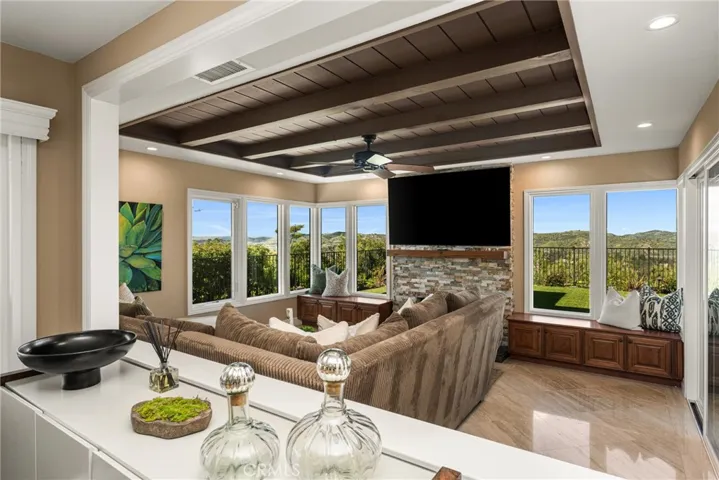 Family room surrounded by glass and views