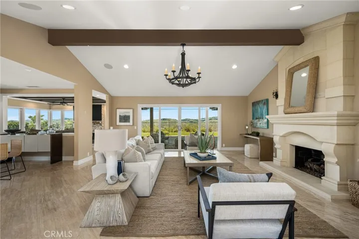 Vaulted beamed ceiling in the Living Room