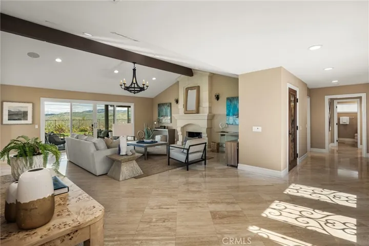 Travertine stone floors throughout most of the home