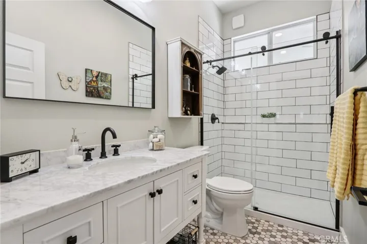Downstairs bathroom with walk-in shower