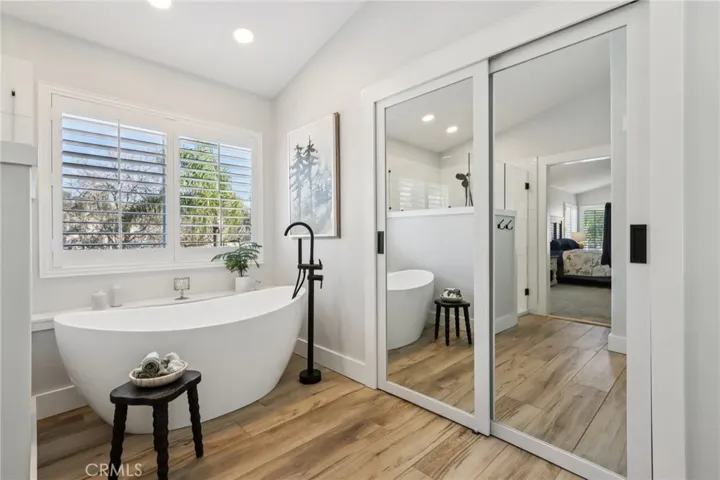 Spacious bath with soaking tub and walk-in shower
