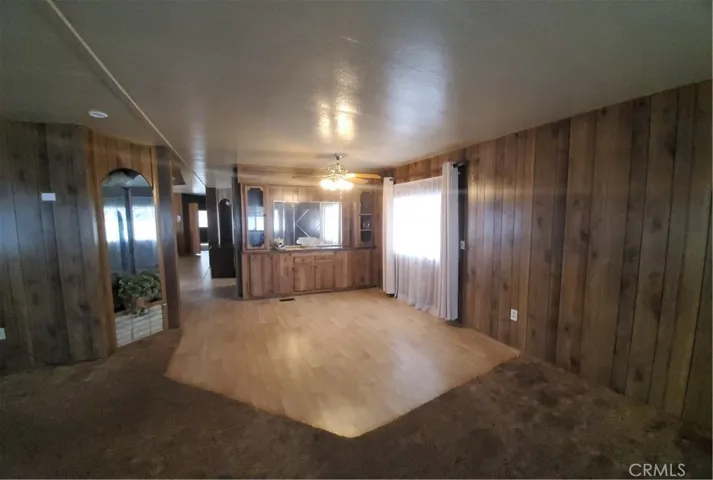 View of dining room area with built in hutch storage.