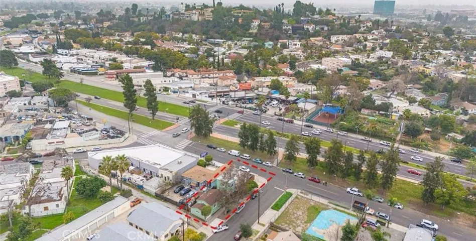 Aerial shot of area around property