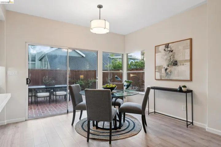 Dining area featuring light wood finished floors