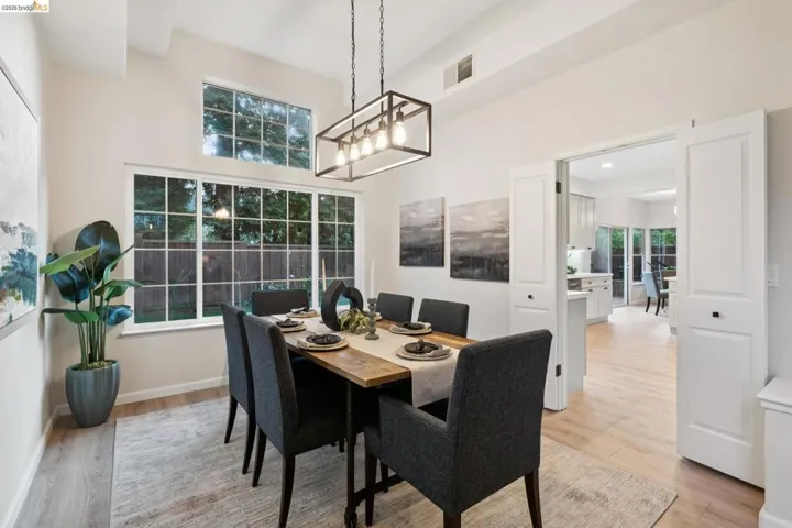 Dining room with light wood-type flooring