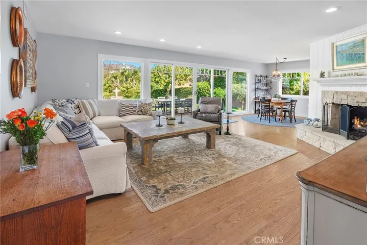 Open living area with French doors to the backyard