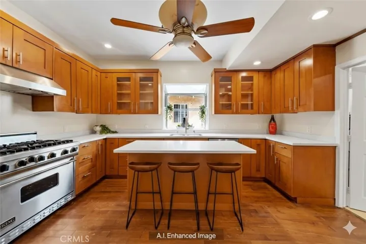 Add a Island for a sleek look and eating area. (A.I Enhanced Image)